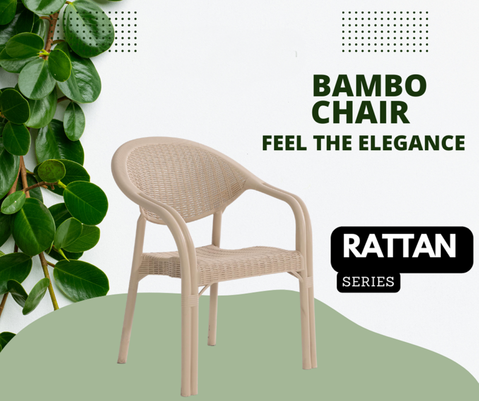 4 Adet Bambu Pro Çift Ayak Rattan Desenli Kollu Sandalye Koltuk 4'lü Set 1. Kalite